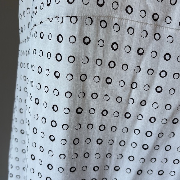 Nordstrom Collection SILK sleeveless dress shift midi dress white blk circles 10 - Picture 3 of 13